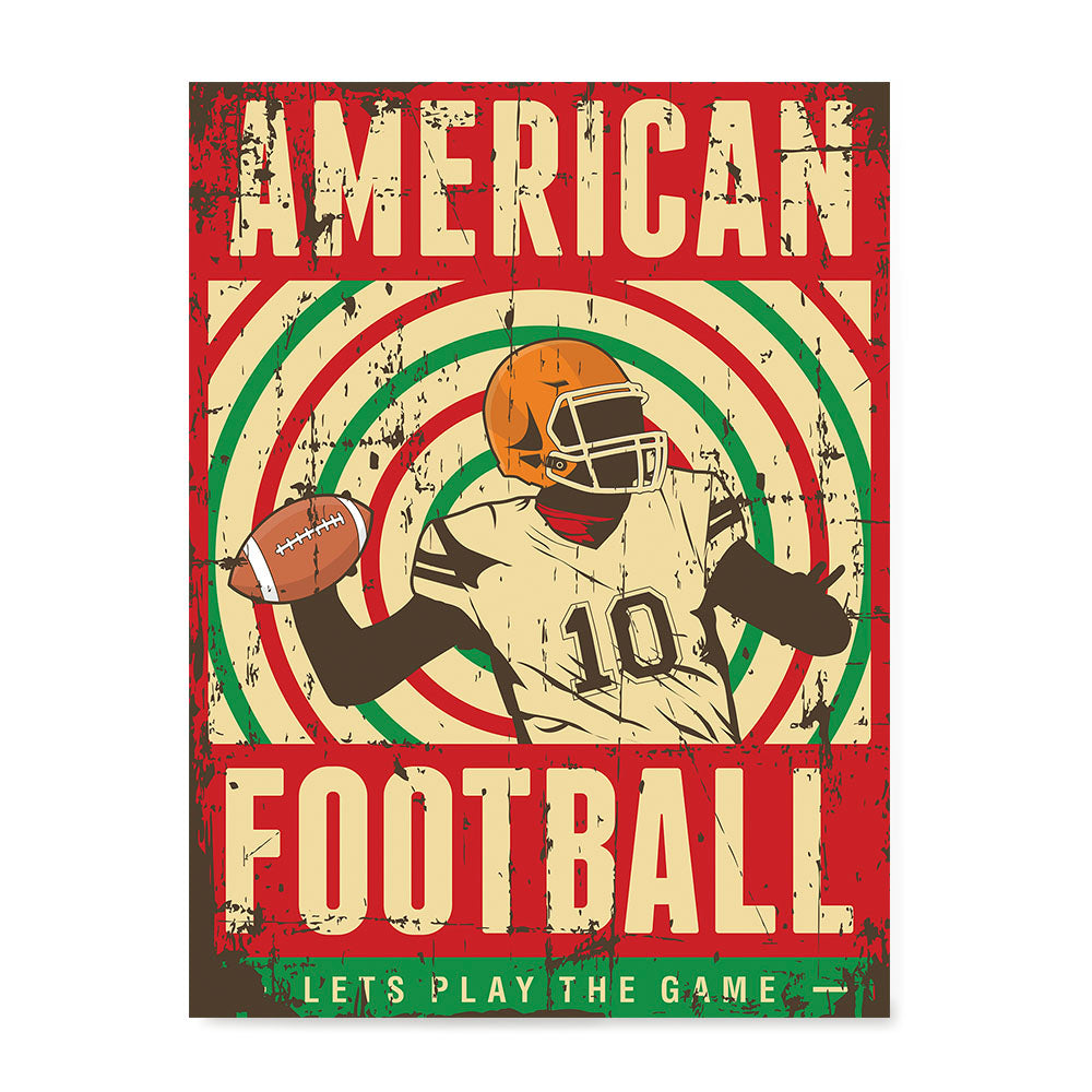 Ezposterprints - Player Red Green | Retro Sports Series FOOTBALL Posters