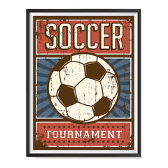 Ezposterprints - Ball Blue Red | Retro Sports Series SOCCER Posters with frame photo sample