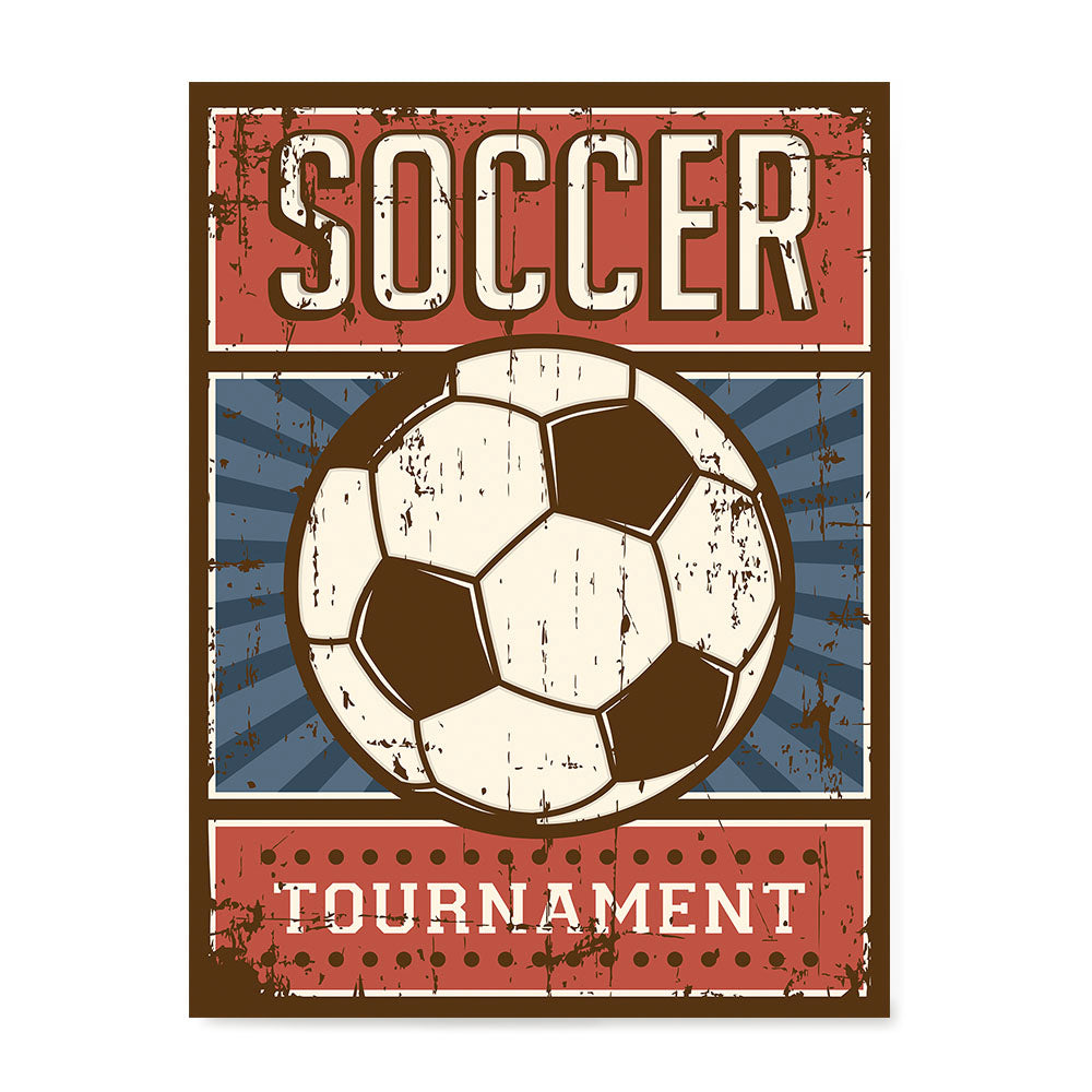 Ezposterprints - Ball Blue Red | Retro Sports Series SOCCER Posters
