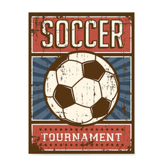 Ezposterprints - Ball Blue Red | Retro Sports Series SOCCER Posters