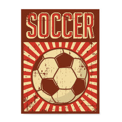 Ezposterprints - Ball Dark Red | Retro Sports Series SOCCER Posters