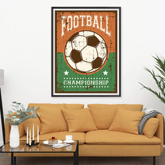 Ezposterprints - Ball Green Brown | Retro Sports Series SOCCER Posters - 36x48 ambiance display photo sample