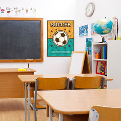 Ezposterprints - Ball Green Yellow | Retro Sports Series SOCCER Posters - 24x32 ambiance display photo sample