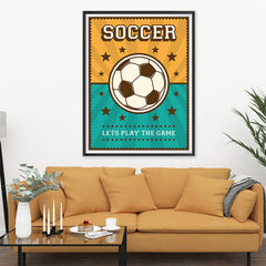 Ezposterprints - Ball Green Yellow | Retro Sports Series SOCCER Posters - 36x48 ambiance display photo sample