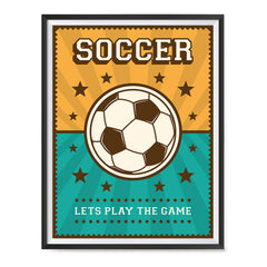 Ezposterprints - Ball Green Yellow | Retro Sports Series SOCCER Posters with frame photo sample