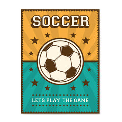 Ezposterprints - Ball Green Yellow | Retro Sports Series SOCCER Posters