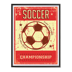 Ezposterprints - Ball Red | Retro Sports Series SOCCER Posters with frame photo sample