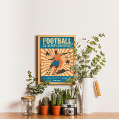 Ezposterprints - Player Blue Orange | Retro Sports Series SOCCER Posters - 12x16 ambiance display photo sample