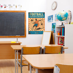 Ezposterprints - Player Blue Orange | Retro Sports Series SOCCER Posters - 24x32 ambiance display photo sample