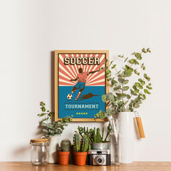 Ezposterprints - Player Blue Pink | Retro Sports Series SOCCER Posters - 12x16 ambiance display photo sample