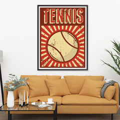 Ezposterprints - Ball Dark Red | Retro Sports Series TENNIS Posters - 36x48 ambiance display photo sample