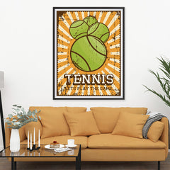 Ezposterprints - Four Balls | Retro Sports Series TENNIS Posters - 36x48 ambiance display photo sample