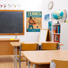 Ezposterprints - Player Blue | Retro Sports Series TENNIS Posters - 24x32 ambiance display photo sample