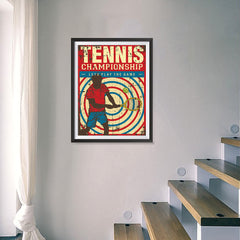 Ezposterprints - Player Blue Red | Retro Sports Series TENNIS Posters - 18x24 ambiance display photo sample