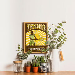 Ezposterprints - Player Brown Yellow | Retro Sports Series TENNIS Posters - 12x16 ambiance display photo sample