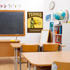 Ezposterprints - Player Brown Yellow | Retro Sports Series TENNIS Posters - 24x32 ambiance display photo sample