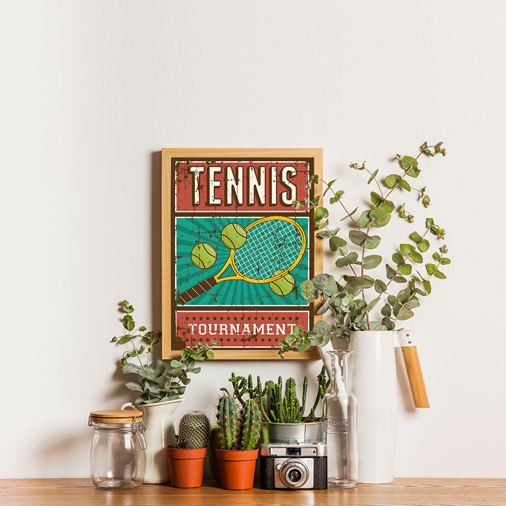 Ezposterprints - Rackets Balls | Retro Sports Series TENNIS Posters - 12x16 ambiance display photo sample