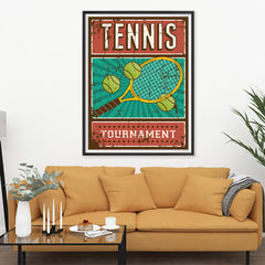 Ezposterprints - Rackets Balls | Retro Sports Series TENNIS Posters - 36x48 ambiance display photo sample
