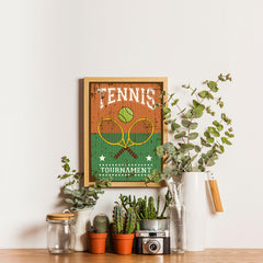 Ezposterprints - Rackets Brown | Retro Sports Series TENNIS Posters - 12x16 ambiance display photo sample