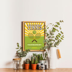 Ezposterprints - Rackets Green | Retro Sports Series TENNIS Posters - 12x16 ambiance display photo sample