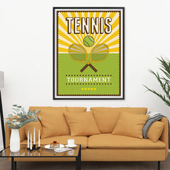 Ezposterprints - Rackets Green | Retro Sports Series TENNIS Posters - 36x48 ambiance display photo sample
