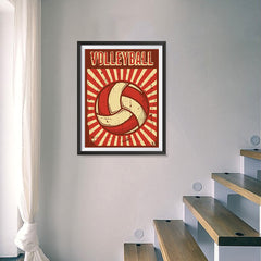 Ezposterprints - Ball Dark Red | Retro Sports Series VOLLEYBALL Posters - 18x24 ambiance display photo sample