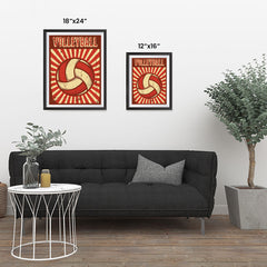 Ezposterprints - Ball Dark Red | Retro Sports Series VOLLEYBALL Posters ambiance display photo sample