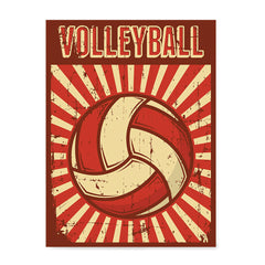 Ezposterprints - Ball Dark Red | Retro Sports Series VOLLEYBALL Posters