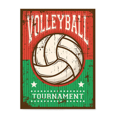 Ezposterprints - Ball Green Red | Retro Sports Series VOLLEYBALL Posters