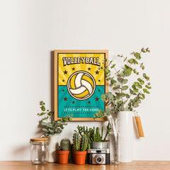 Ezposterprints - Ball Green Yellow | Retro Sports Series VOLLEYBALL Posters - 12x16 ambiance display photo sample