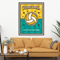 Ezposterprints - Ball Green Yellow | Retro Sports Series VOLLEYBALL Posters - 36x48 ambiance display photo sample