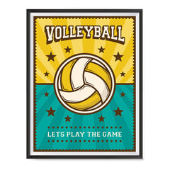 Ezposterprints - Ball Green Yellow | Retro Sports Series VOLLEYBALL Posters with frame photo sample