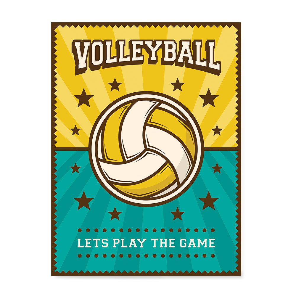 Ezposterprints - Ball Green Yellow | Retro Sports Series VOLLEYBALL Posters