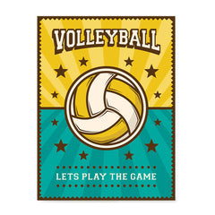 Ezposterprints - Ball Green Yellow | Retro Sports Series VOLLEYBALL Posters