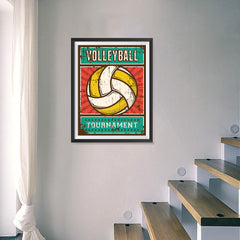 Ezposterprints - Ball Yellow | Retro Sports Series VOLLEYBALL Posters - 18x24 ambiance display photo sample