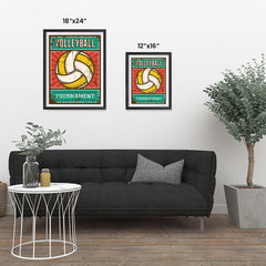 Ezposterprints - Ball Yellow | Retro Sports Series VOLLEYBALL Posters ambiance display photo sample