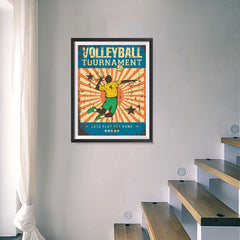 Ezposterprints - Player Blue | Retro Sports Series VOLLEYBALL Posters - 18x24 ambiance display photo sample