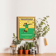 Ezposterprints - Player Green | Retro Sports Series VOLLEYBALL Posters - 12x16 ambiance display photo sample