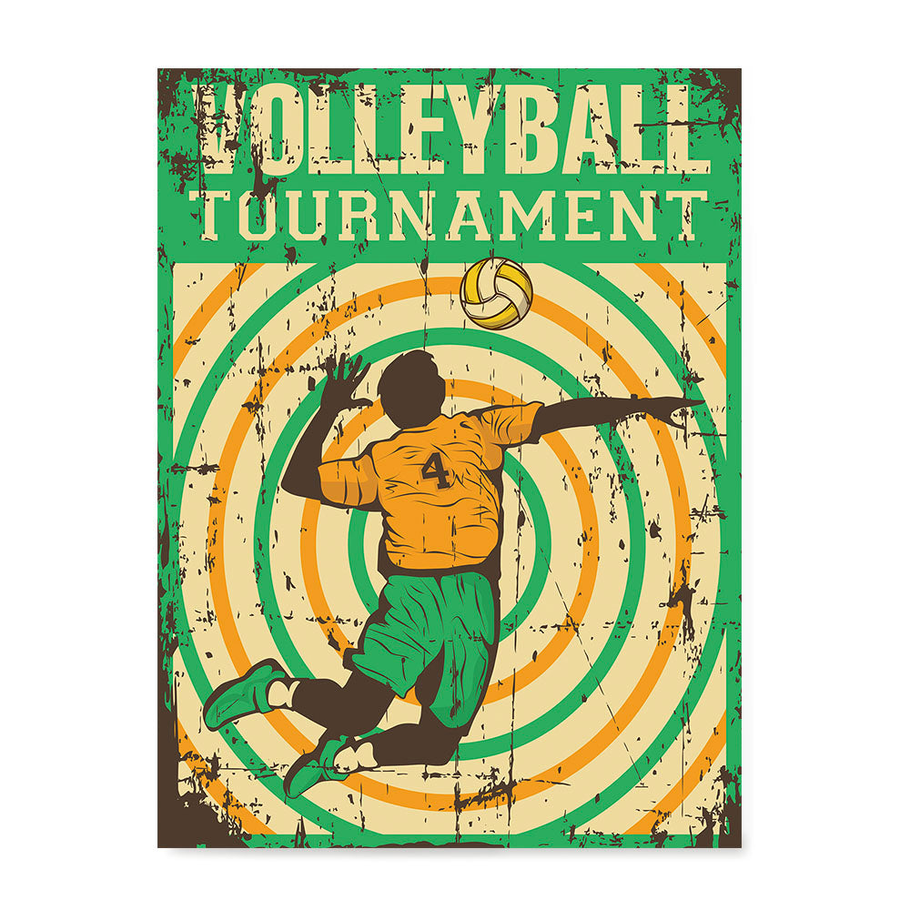 Ezposterprints - Player Green Yellow | Retro Sports Series VOLLEYBALL Posters