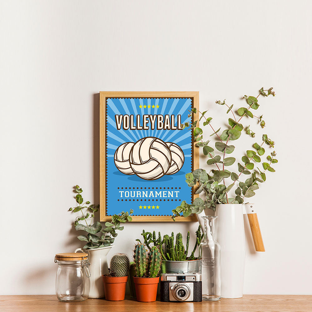 Ezposterprints - Three Balls | Retro Sports Series VOLLEYBALL Posters - 12x16 ambiance display photo sample