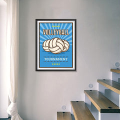 Ezposterprints - Three Balls | Retro Sports Series VOLLEYBALL Posters - 18x24 ambiance display photo sample
