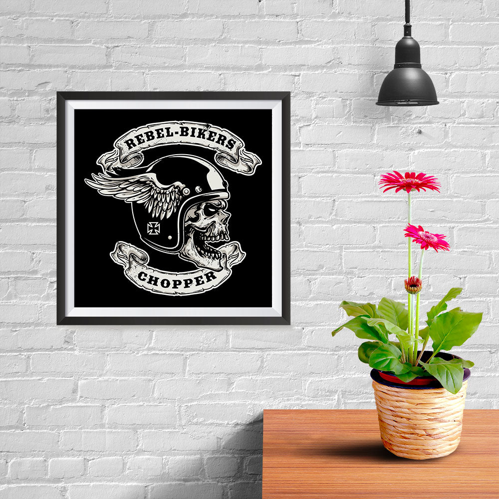 Ezposterprints - Rebel Bikers Skull Riders - 10x10 ambiance display photo sample