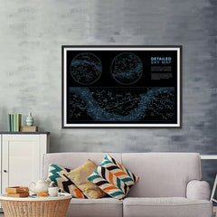 Ezposterprints - Detailed Sky Map Constellations With Star Names Poster - 48x32 ambiance display photo sample