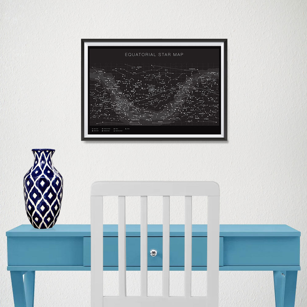 Ezposterprints - Equatorial Star Map - Black Poster - 18x12 ambiance display photo sample