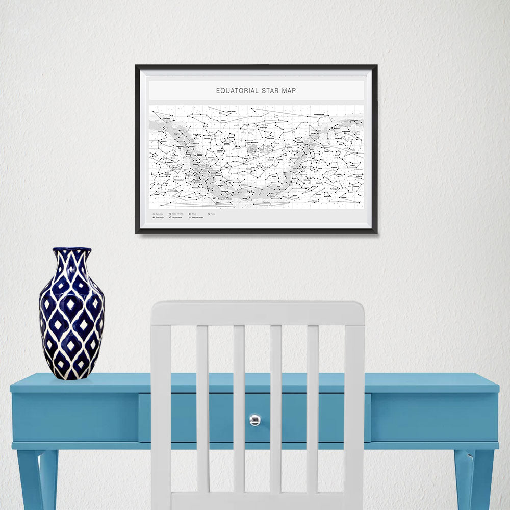 Ezposterprints - Equatorial Star Map - White Poster - 18x12 ambiance display photo sample