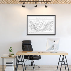Ezposterprints - Equatorial Star Map - White Poster - 36x24 ambiance display photo sample