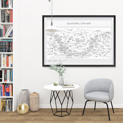 Ezposterprints - Equatorial Star Map - White Poster - 48x32 ambiance display photo sample