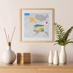 Ezposterprints - Alaska (AK) State - General Reference Map - 12x12 ambiance display photo sample