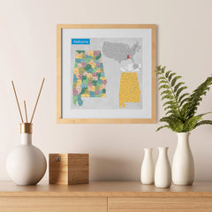 Ezposterprints - Alabama (AL) State - General Reference Map - 12x12 ambiance display photo sample