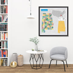 Ezposterprints - Alabama (AL) State - General Reference Map - 32x32 ambiance display photo sample